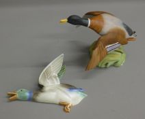 A Poole ceramic duck and a Spode ceramic duck. The latter 14.5 cm high.