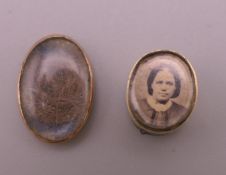 A miniature locket enclosing hair inscribed to reverse 'Joshua Healey Born 12th Dec 1789',