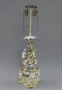 A Meissen style lamp. 71 cm high overall.