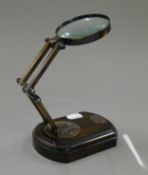 A magnifying glass on stand.