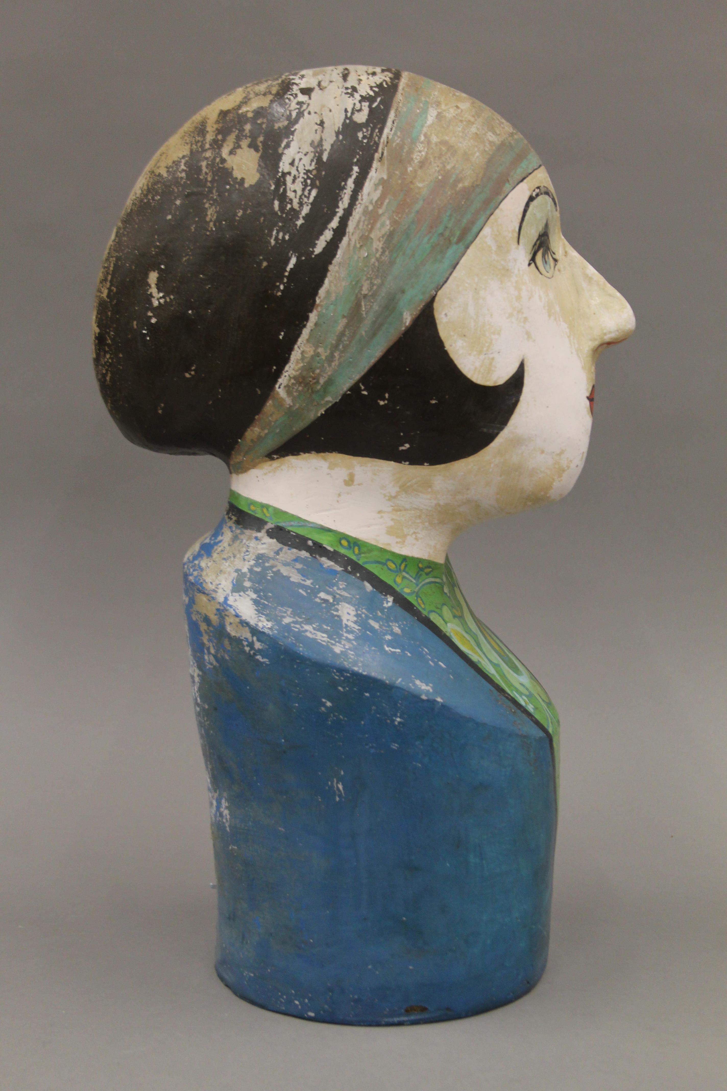 MOLLY MOSS, a painted female bust, signed to the underside and numbered 5. 42 cm high. - Image 3 of 4