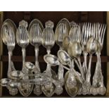 A canteen of Victorian silver cutlery, hallmarked London 1876. 2368.3 grammes.