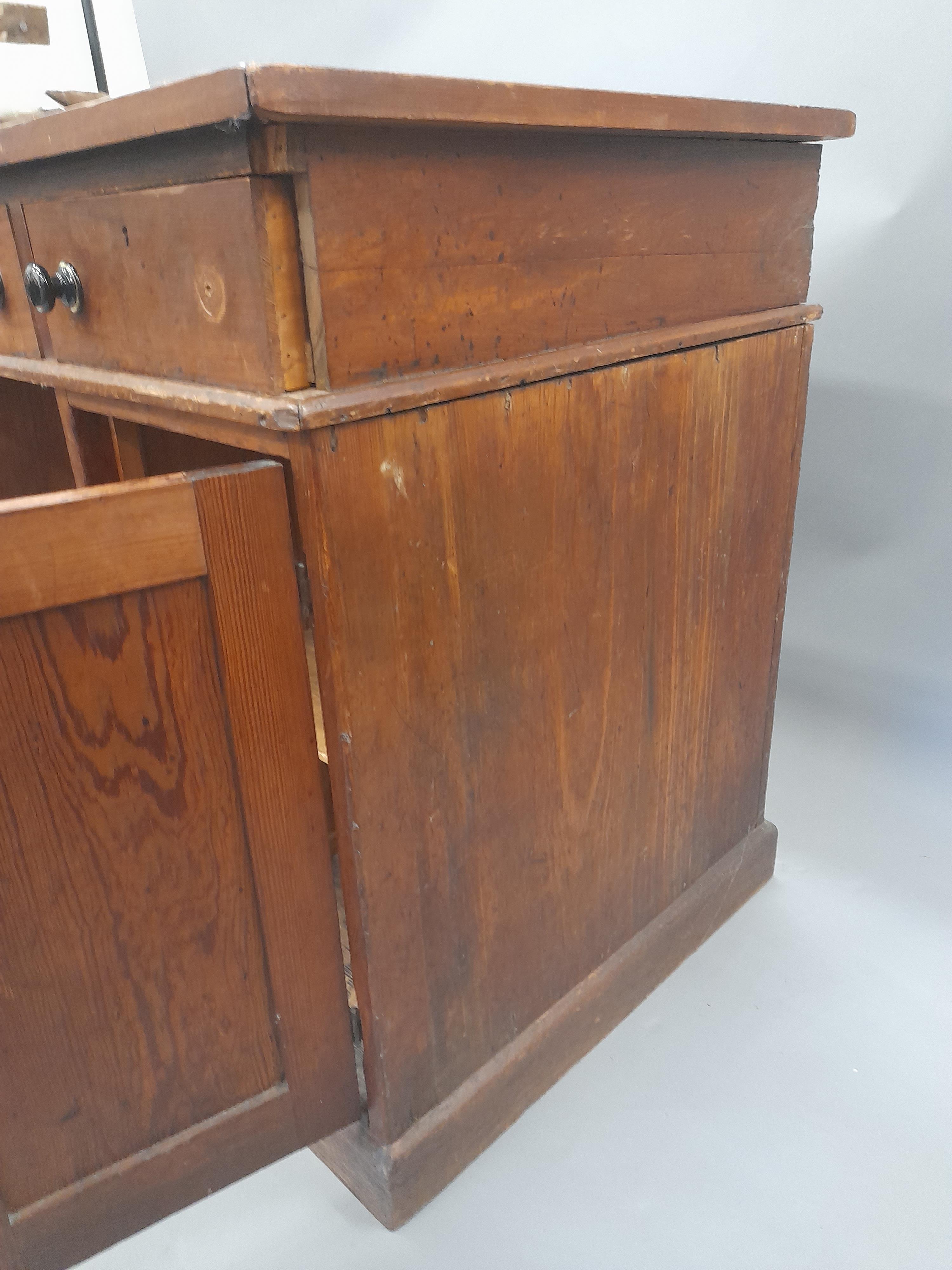 A Victorian pine pedestal desk. 118.5 cm wide. - Image 6 of 7