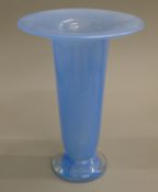 A large blue Art glass vase. 27.5 cm high.