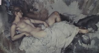 WILLIAM RUSSELL FLINT (1880-1969) Scottish, Reclining Nude Study, print, signed in pencil, unframed.