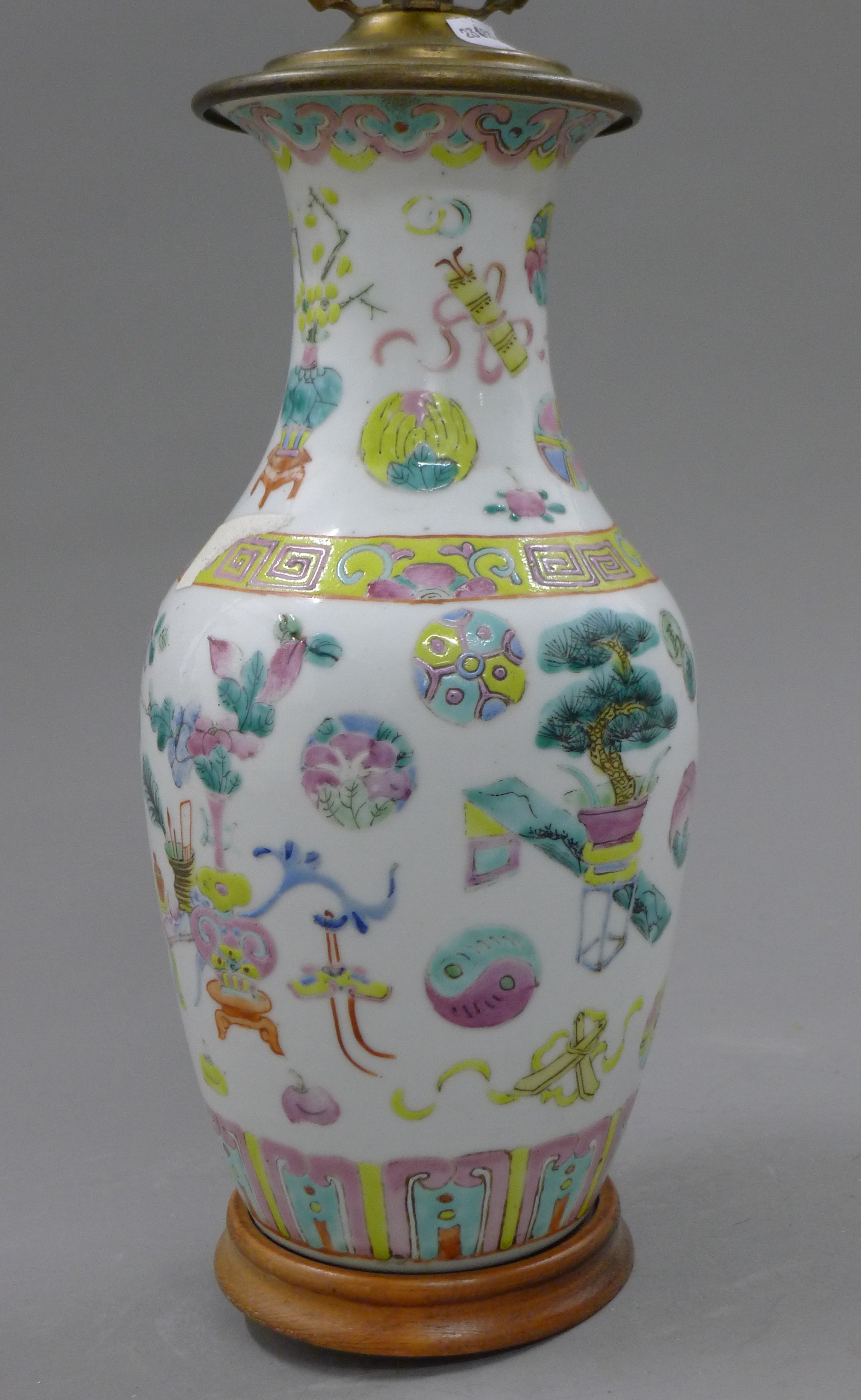 A Chinese porcelain lamp. 48 cm high. - Image 2 of 2