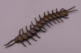 A bronze articulated centipede. 15.5 cm long.