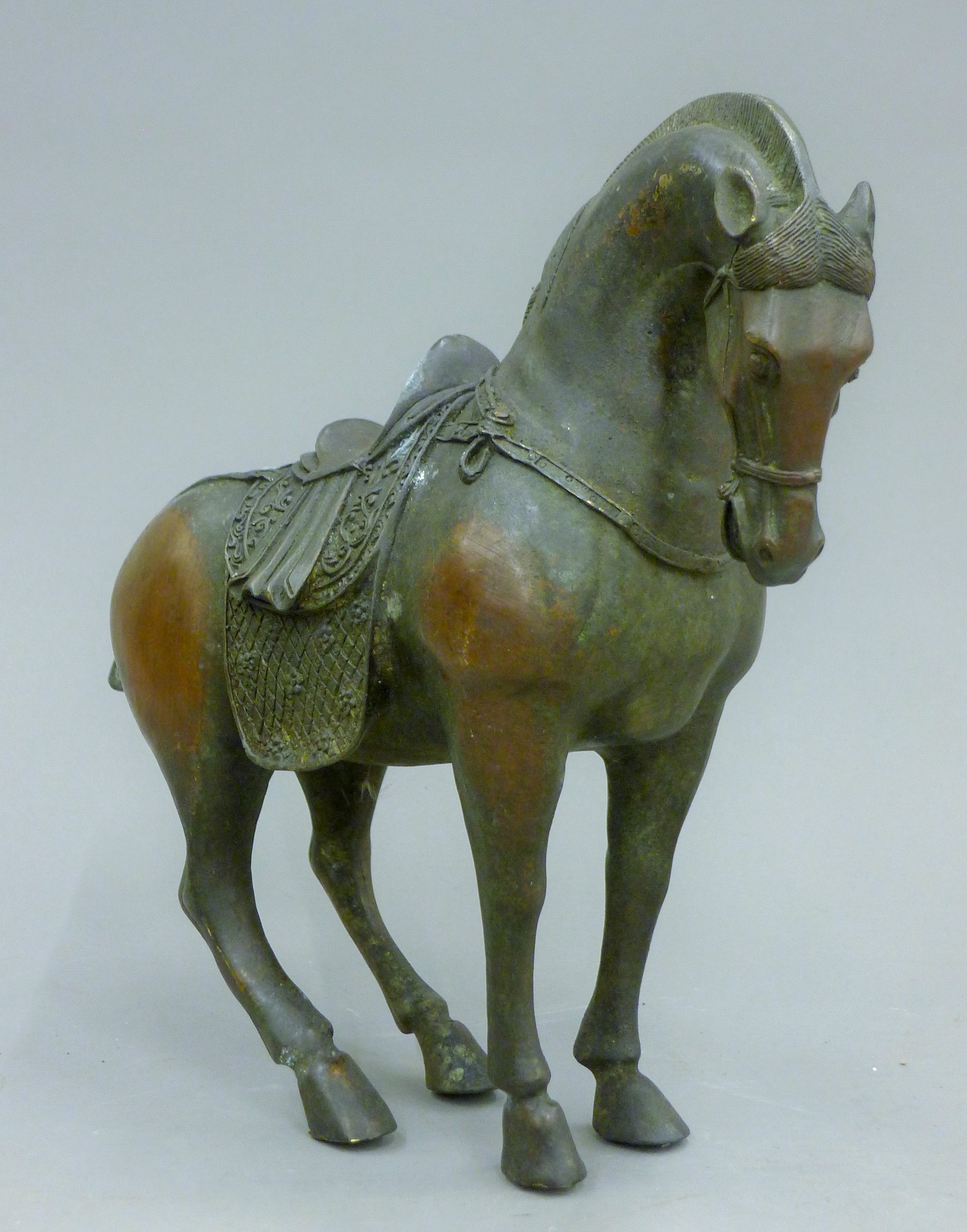 A Chinese bronze model of a horse. 26 cm high. - Image 2 of 4