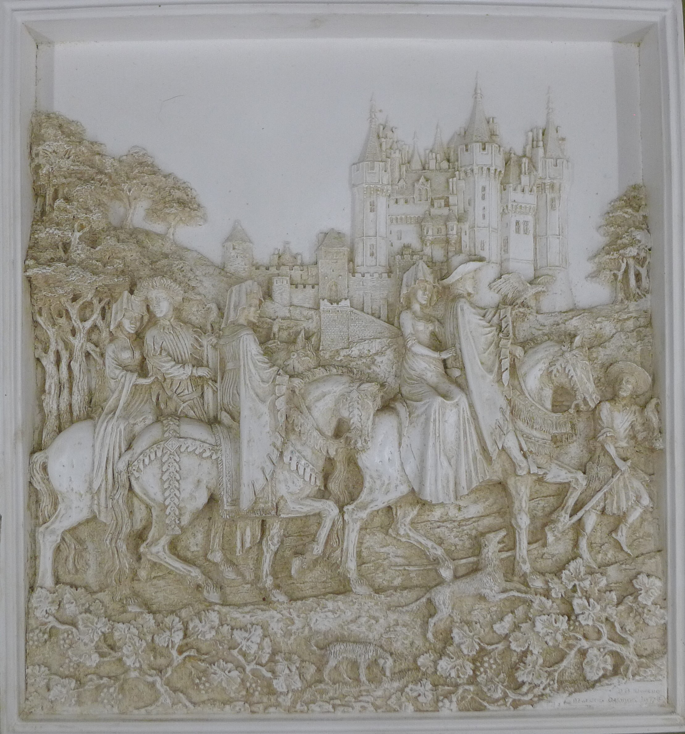 A composite picture depicting a medieval scene.