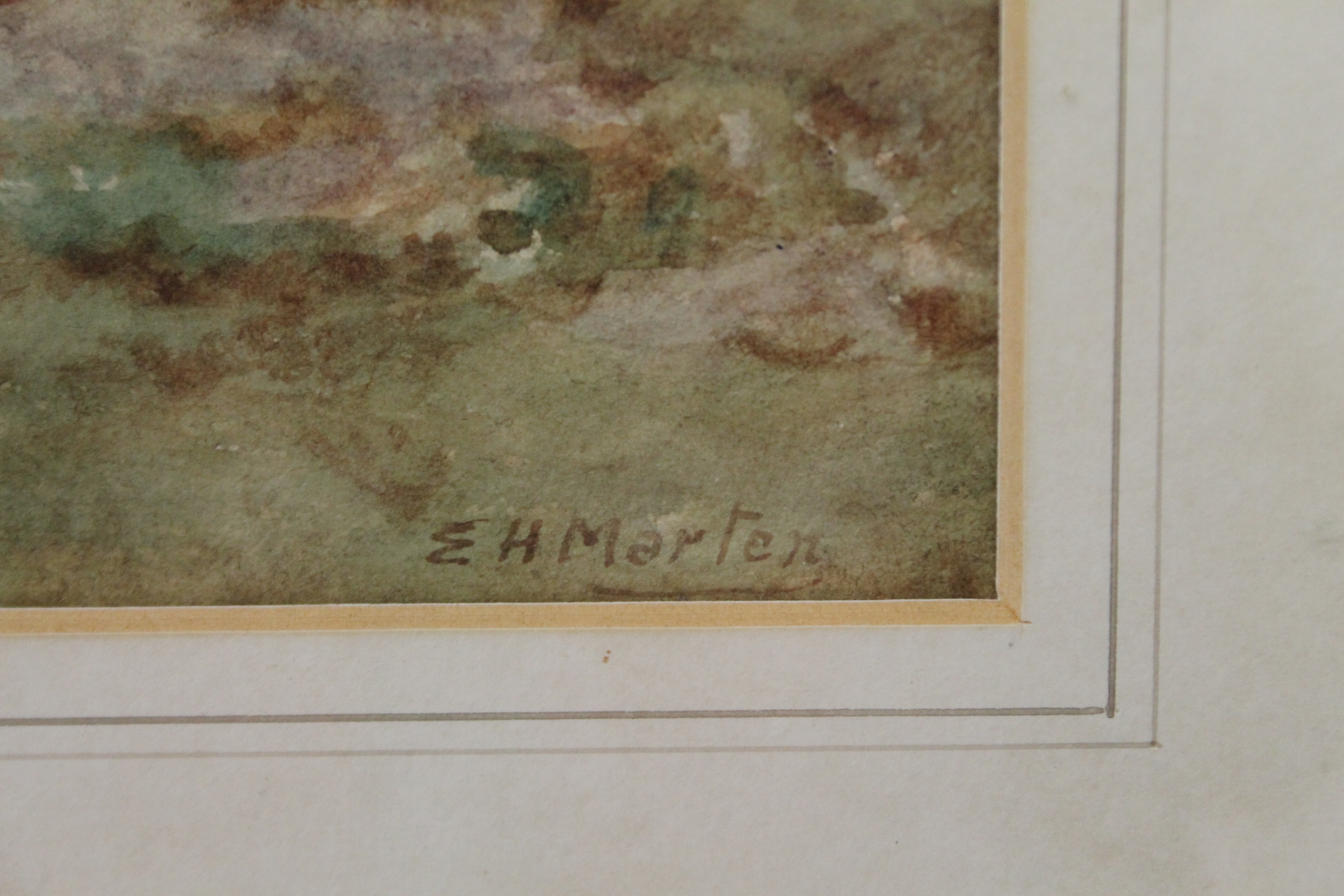 E H MARTEN, Landscape, watercolour, signed, framed and glazed. 52.5 x 34.5 cm. - Image 3 of 3