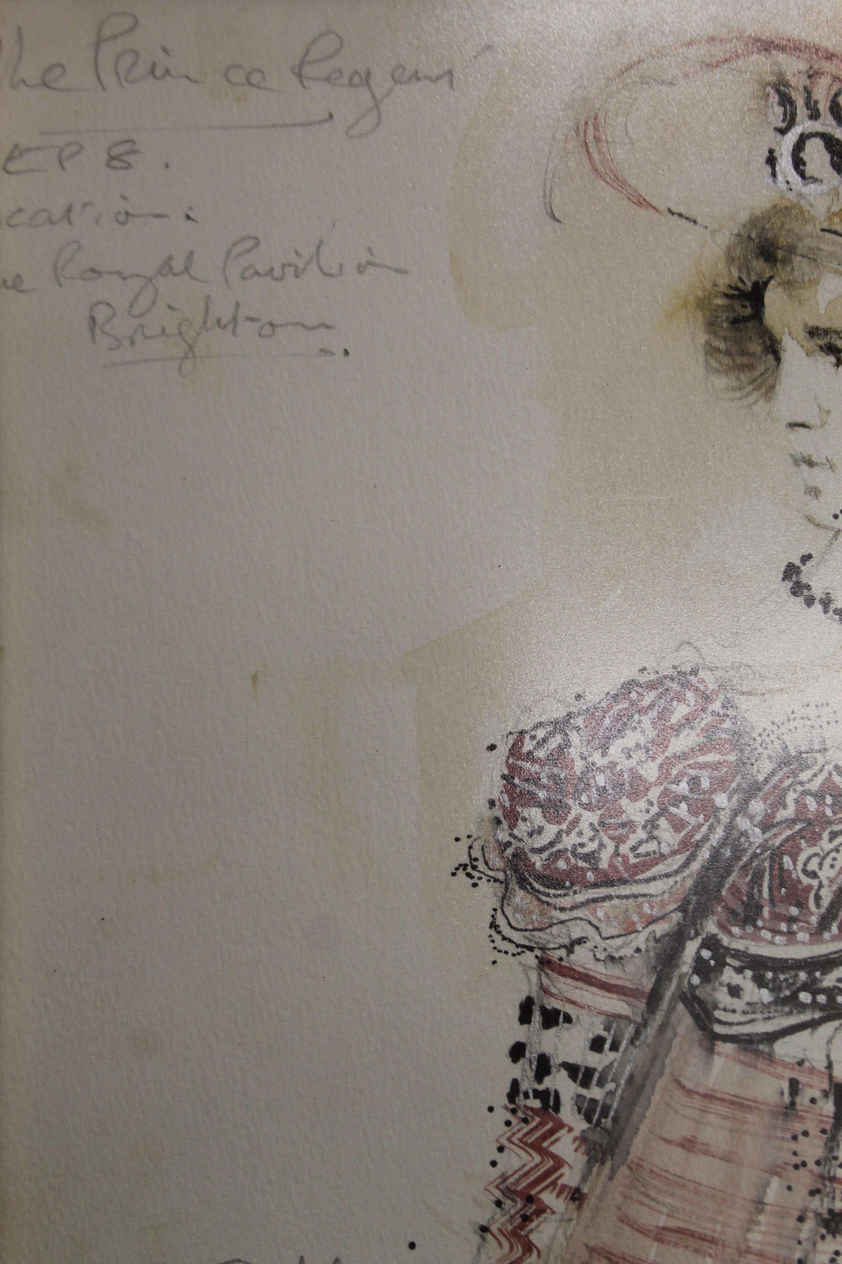 A Theatre Costume Design watercolour, with annotations for 'The Prince Regent, The Royal Pavilion, - Image 4 of 16