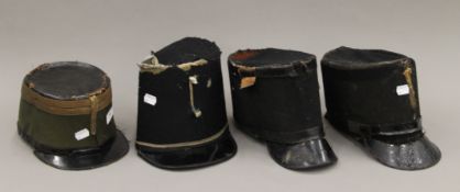 A collection of military hats.