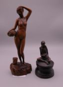 An erotic figure and a nude girl figure. The latter 19.5 cm high.