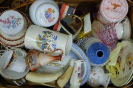 Three boxes of miscellaneous ceramics and glass.