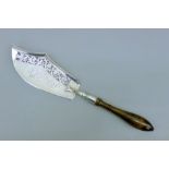 A French silver fish slice. 36 cm long.