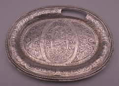 An 18th/19th century unmarked silver filigree dish, possibly Maltese. 16.5 cm long. 114.3 grammes.