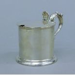 A Victorian silver drum mustard with original liner, hallmarked for London 1847,