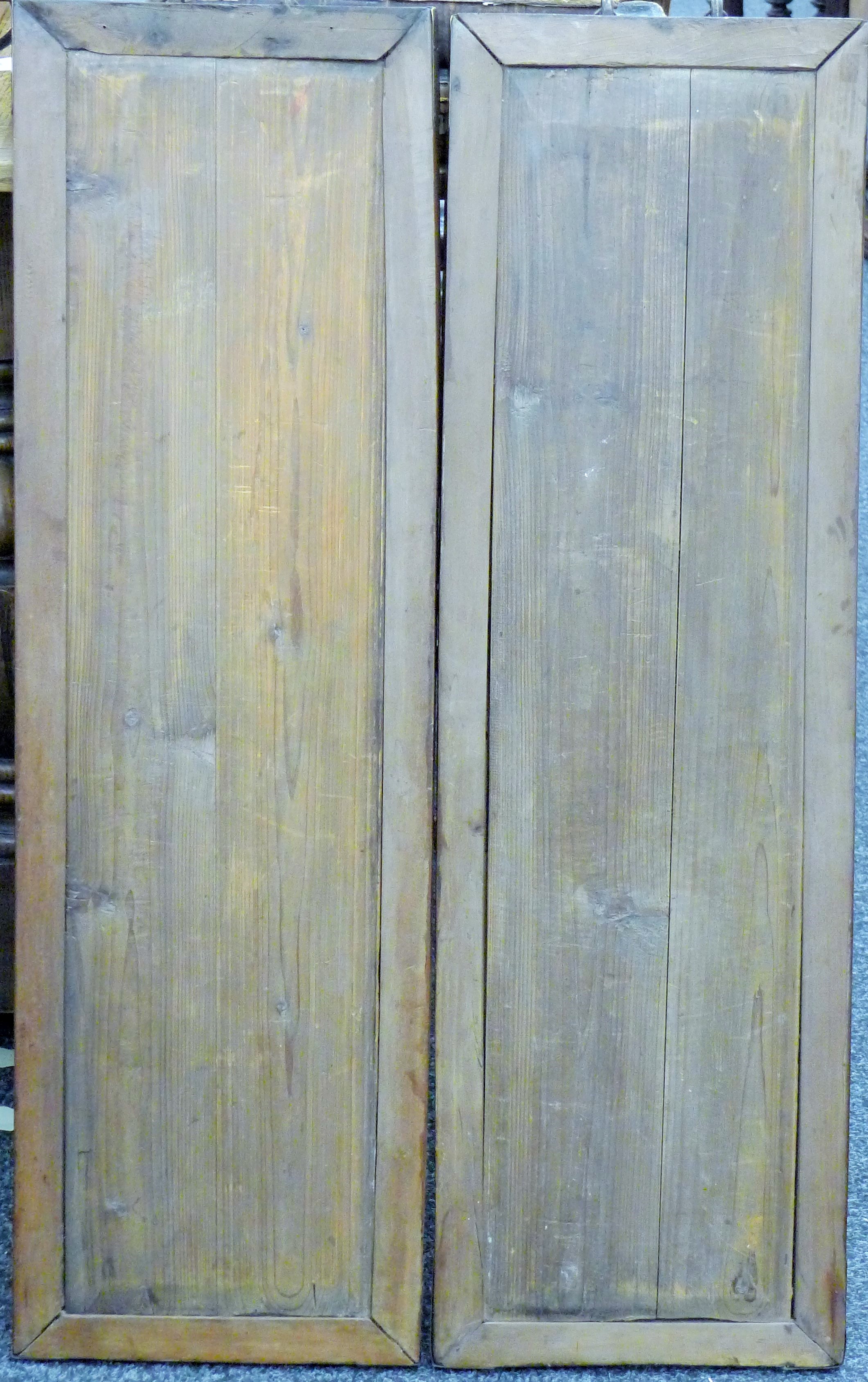 A pair of Chinese hardwood and reverse painted glass panels. Each 26.5 x 88 cm. - Image 8 of 8