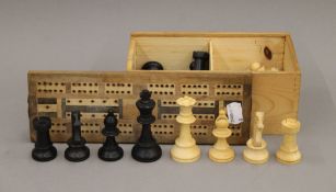 A chess set and a cribbage board.