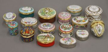 A collection of various enamel boxes.