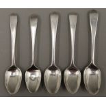 Five Old English Pattern teaspoons by London makers William Eley and William Fearn (1806-1812). 83.
