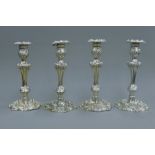 A set of four Georgian silver candlesticks. 26 cm high. 3118.