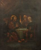 18TH/19TH CENTURY SCHOOL, A Religious Scene (possibly The Supper at Emmaus), oil on canvas, framed.