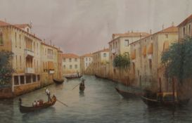 Venetian Scenes, a pair, watercolour, signed Y GIANNI, each framed and glazed. Each 46 x 29.5 cm.
