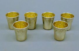 Six Continental silver shoot cups. Each 4 cm high. 105.6 grammes.