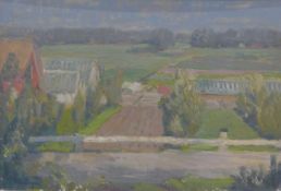 A Country Landscape, oil on board, indistinctly signed and dated '49, framed. 54 x 37 cm.