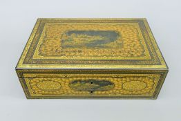 A 19th century chinoiserie lacquered work box. Note: This items does not include any ivory.