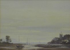 DAVID GAY, East Anglian Estuary, watercolour, framed and glazed. 32 x 23 cm.