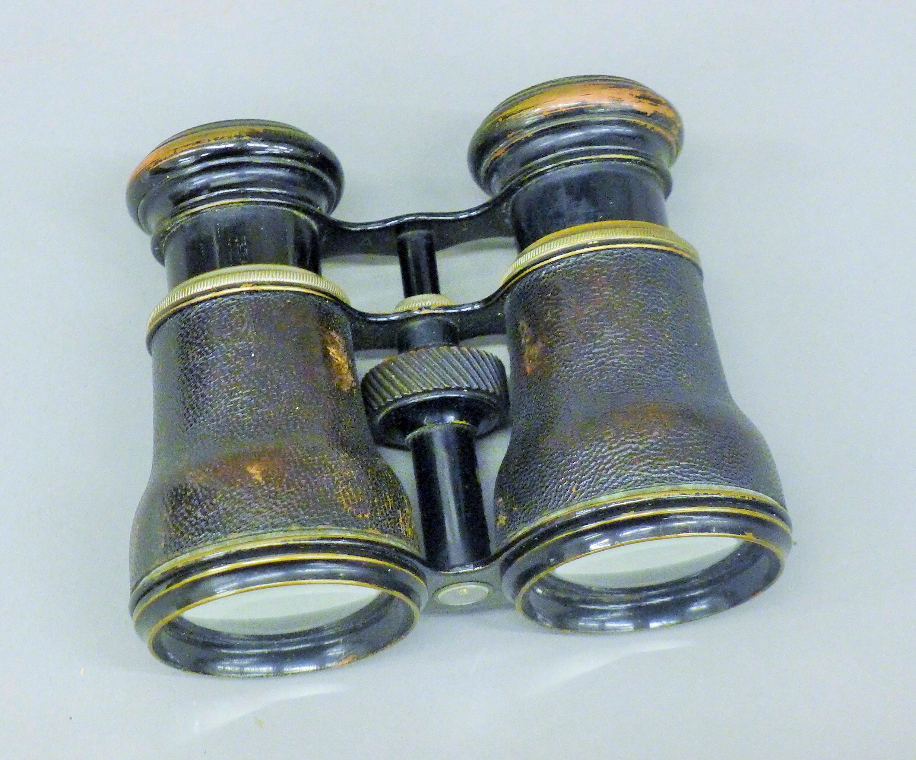 A pair of field glasses with inset compass, case. 13.5 cm wide overall. - Image 5 of 5