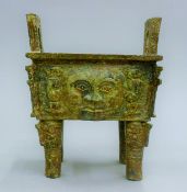 An archaistic style Chinese bronze censer. 16.5 cm wide.