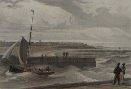 WILLIAM DANIELL, an aquatint of Southwold, 1822, framed and glazed. 29.5 x 22.5 cm.