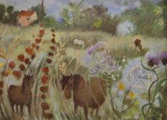 TESSA NEWCOMB (born 1955) (AR), Thistles and Sorrel, oil on board,