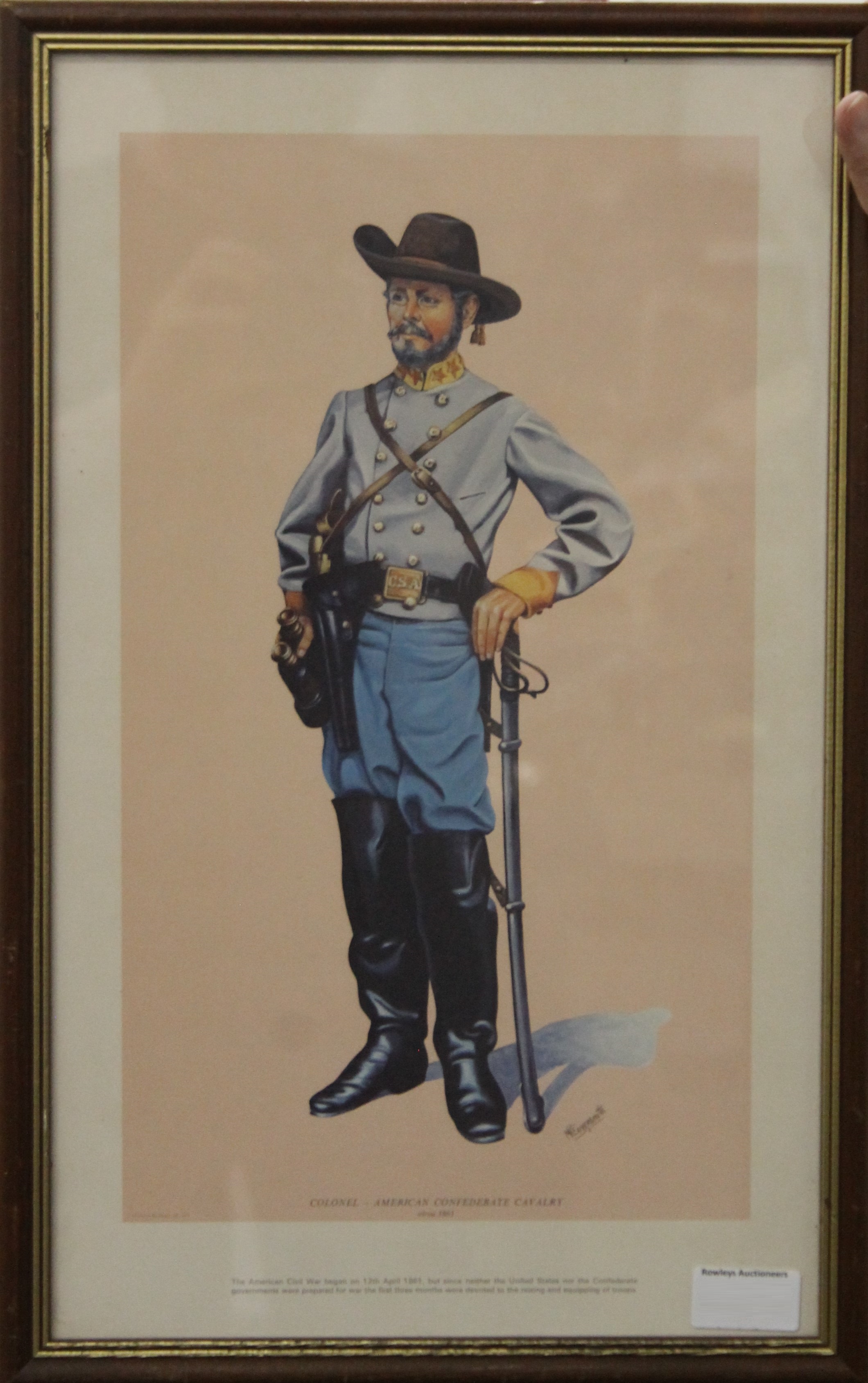 Confederate Colonel print by M Greensmith, framed and glazed. 27 x 45 cm. - Image 2 of 2