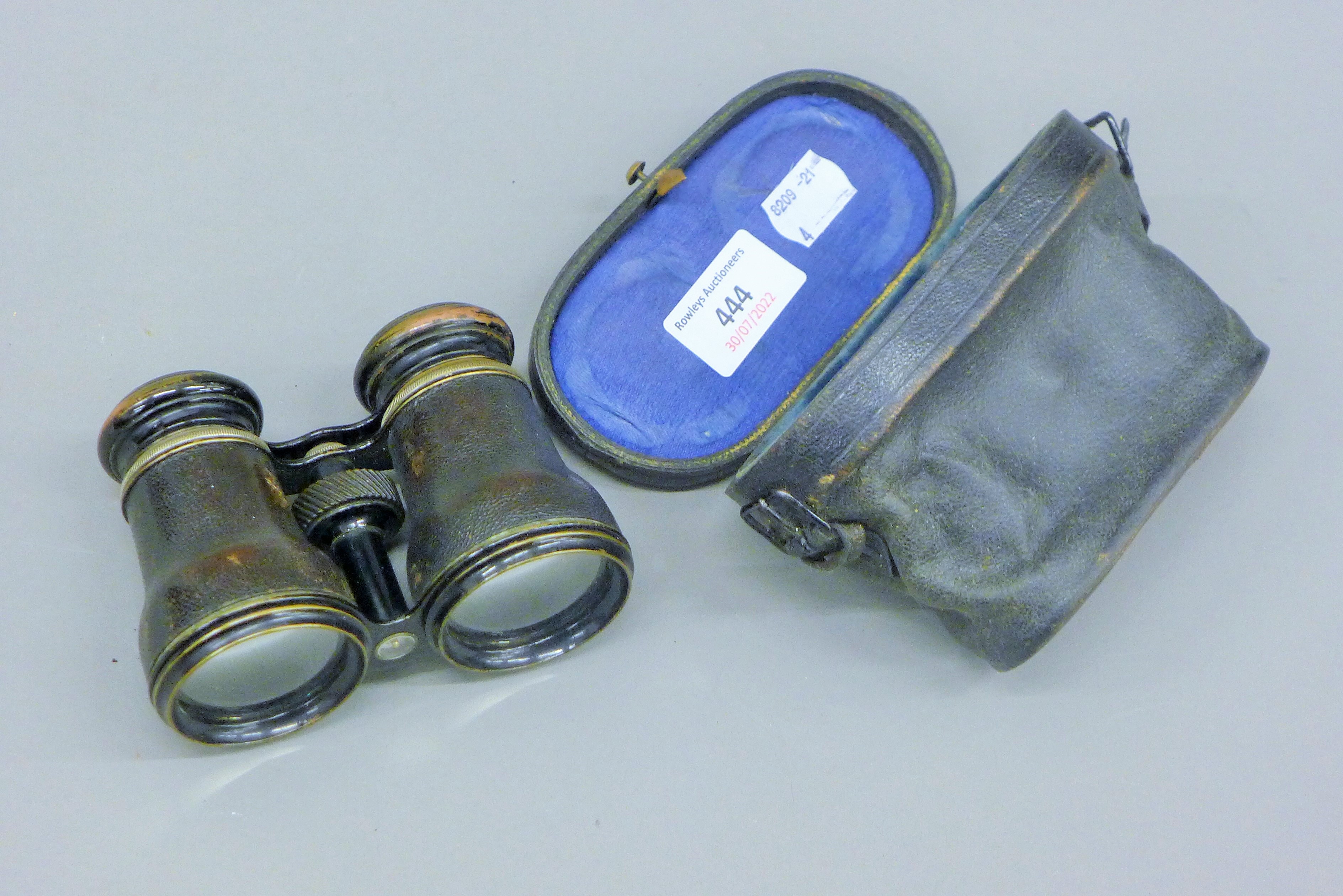A pair of field glasses with inset compass, case. 13.5 cm wide overall. - Image 4 of 5
