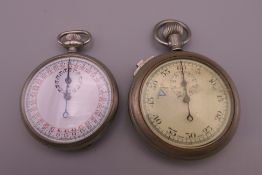 A military pocket watch and a military stop watch. The former 5.5 cm diameter.