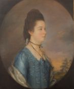 Studio of Sir Joshua Reynolds (1723-1792) British, A Portrait of a Lady in a Blue Dress,