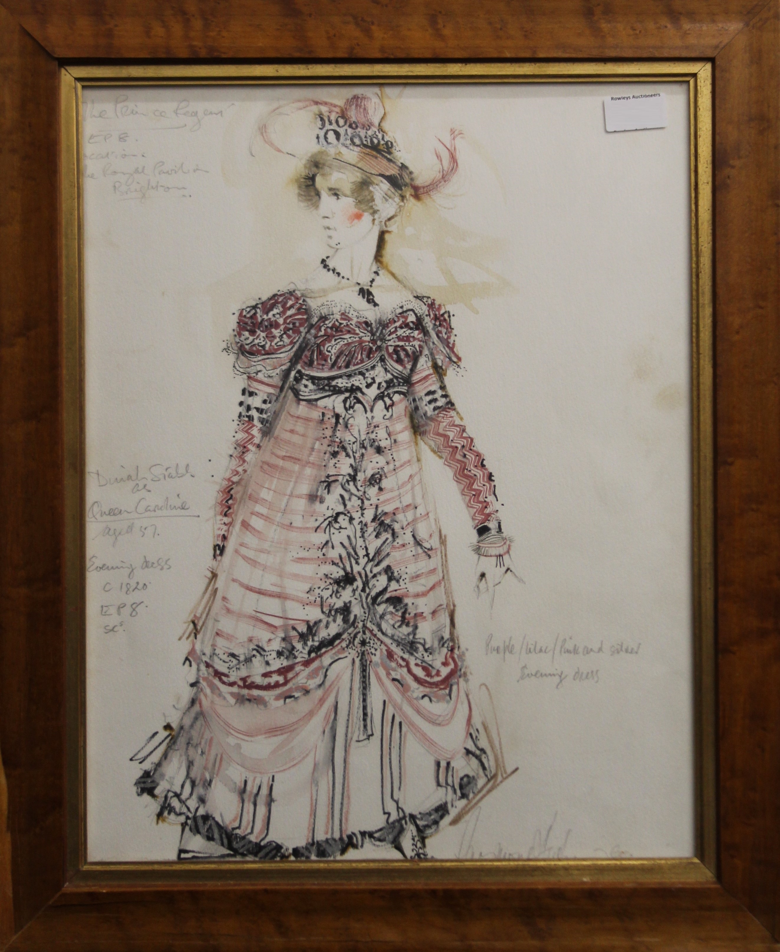 A Theatre Costume Design watercolour, with annotations for 'The Prince Regent, The Royal Pavilion, - Image 2 of 16