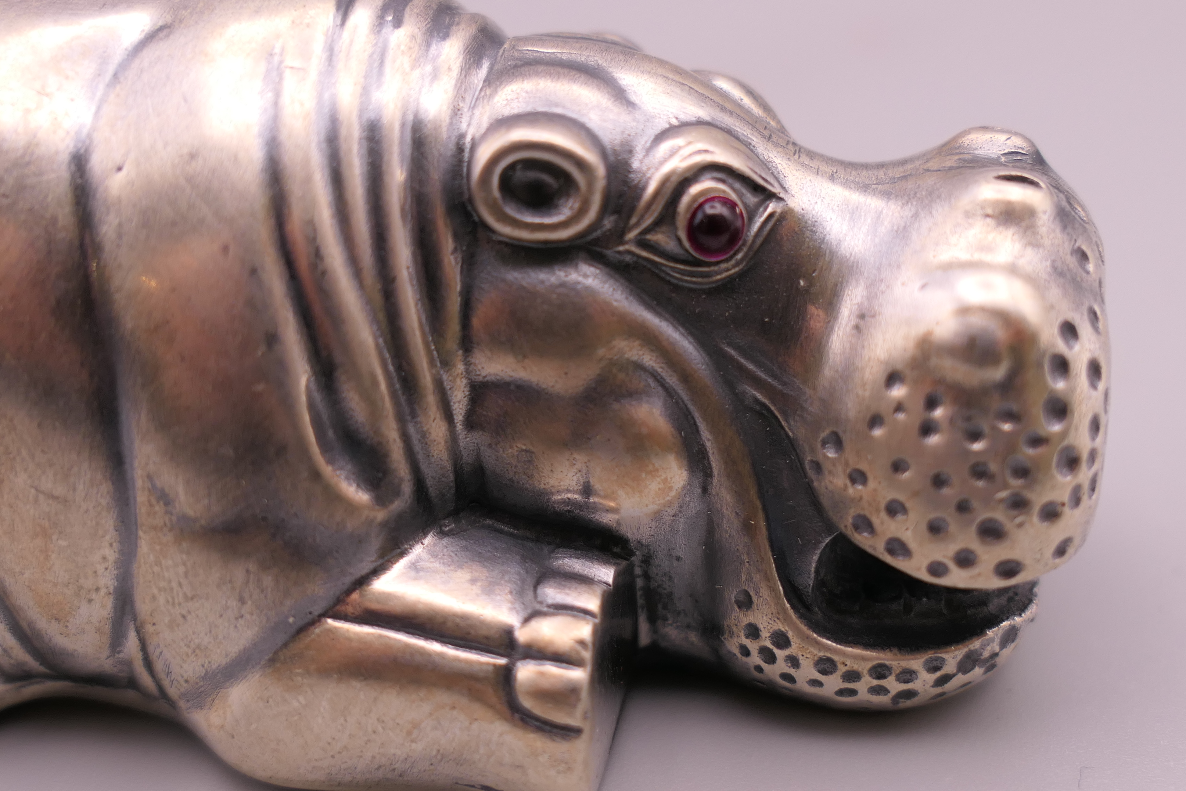 A silver model of a hippo, bearing Russian marks. 7.5 cm long. - Image 6 of 7