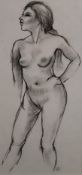 A charcoal Nude Study, entitled Frankie to reverse, signed with monogram, framed and glazed.