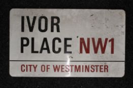 A City of Westminster Ivor Place NW1 enamel sign. 75 cm wide.