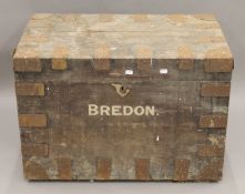 A Victorian iron bound silver chest. 76.5 cm wide.