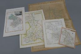 Five 19th century loose maps of Cambridgeshire. The largest 42 cm wide.