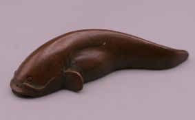 A bronze model of a cat fish. 5.5 cm long.
