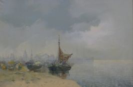 W VAN NORDEN, Harbour Scene, oil on canvas, framed. 90 x 60 cm.