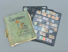 A Victory schoolboy stamp album and a quantity of early GB stamps on hagner pages.