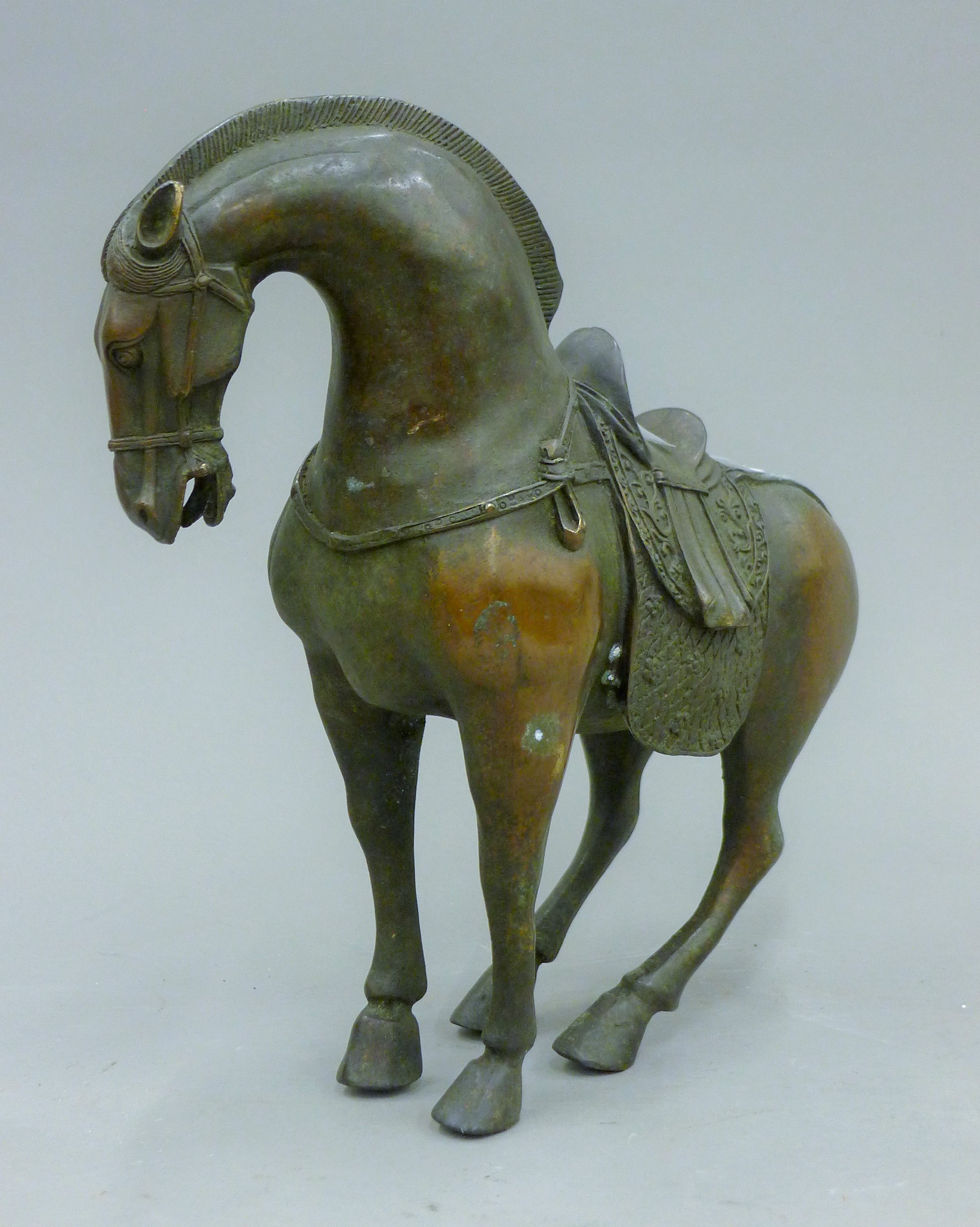 A Chinese bronze model of a horse. 26 cm high. - Image 3 of 4